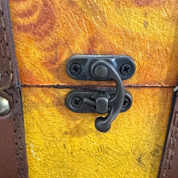 Vintage Style Brown and Yellow Decorative Trunk - Picture 7 of 9